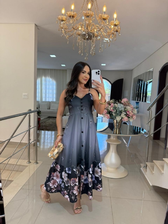Vestido Joana Estampado Preto