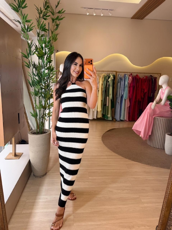 Vestido Graziele Listrado Preto