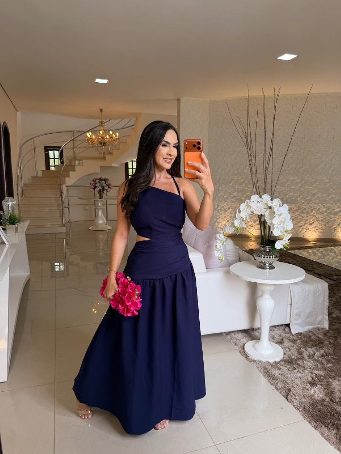 Vestido Francini Azul Petróleo