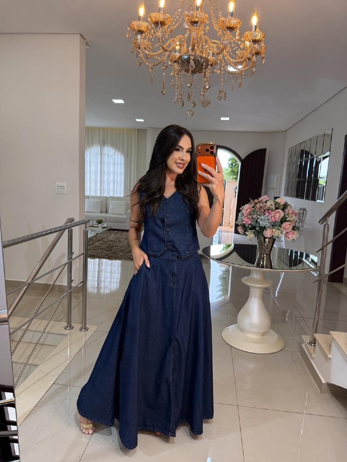 Saia Jany Jeans Escuro