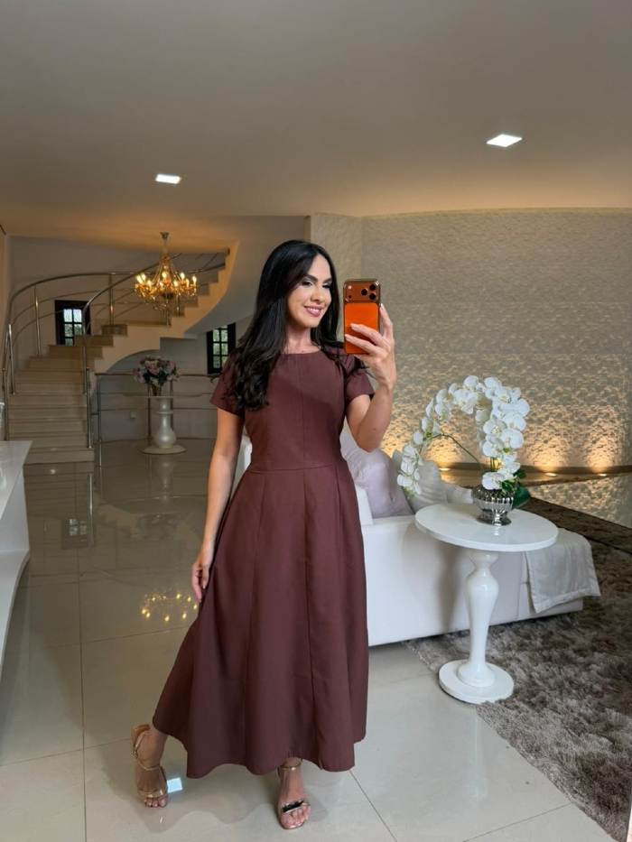 Vestido Jocele Marrom