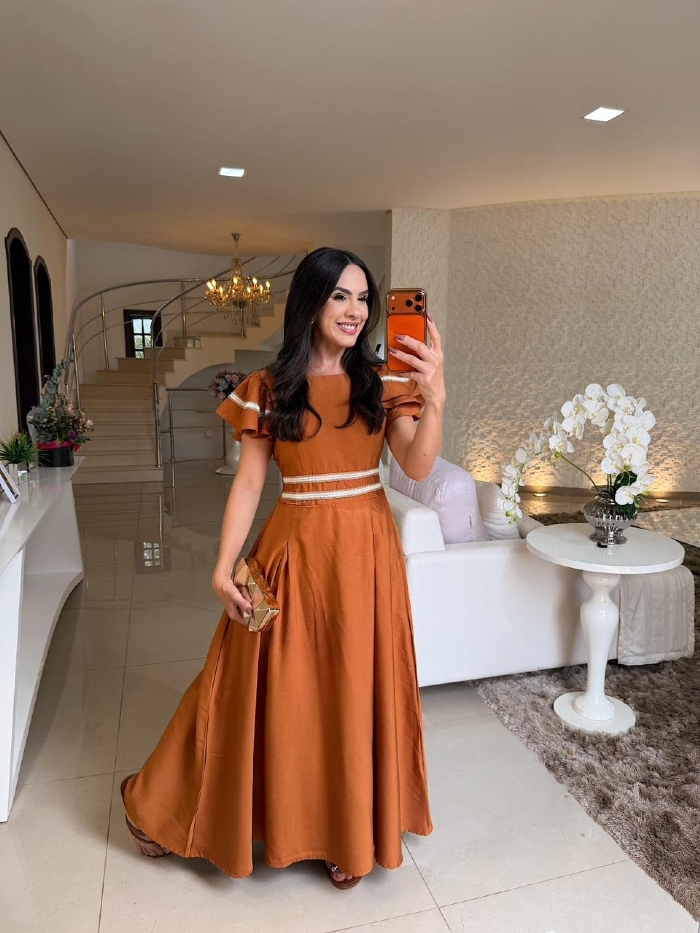 Vestido Maria Fernanda Caramelo