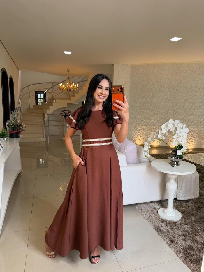 Vestido Maria Fernanda Marrom