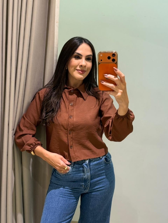 Camisa Cropped Marrom