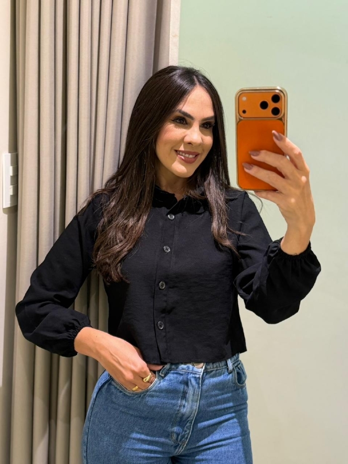 Camisa Cropped Preta