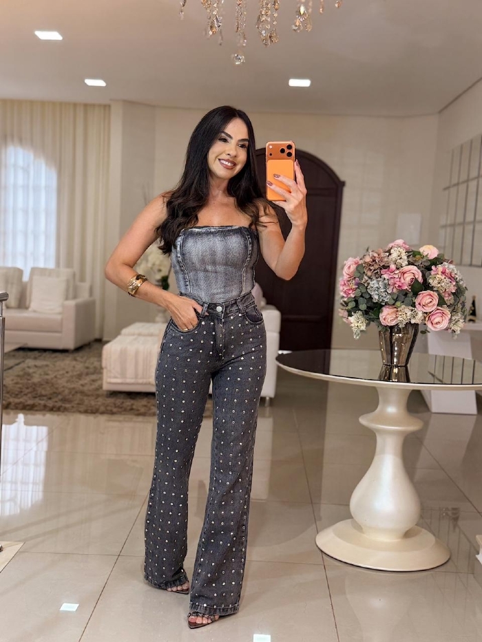 Blusa Leide Jeans preta