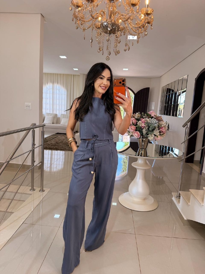Conjunto Edileia Calça Azul
