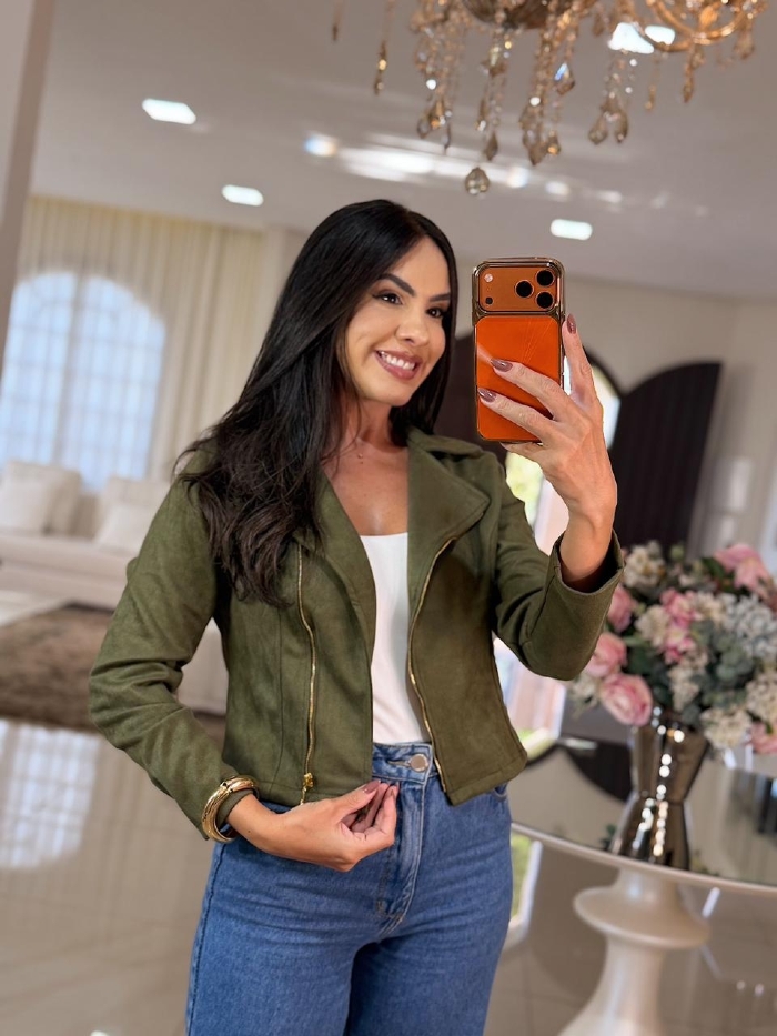 Jaqueta Suede Maria Eduarda Verde