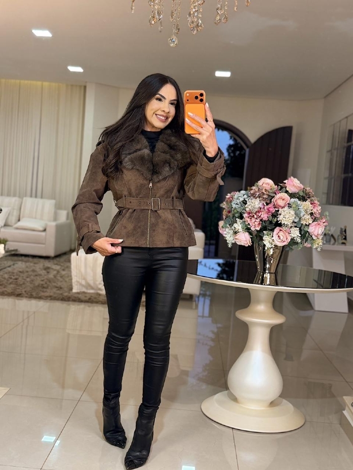 Jaqueta Suede Celine Marrom