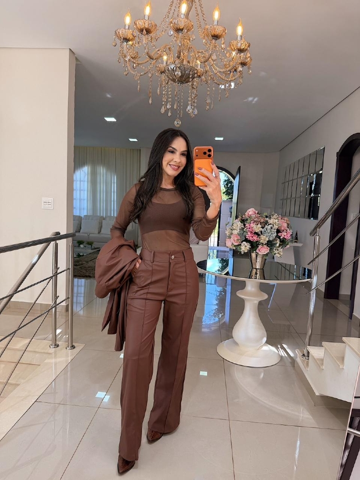 Body Tule Elise Marrom