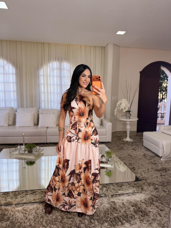 Vestido Lauana Floral Nude
