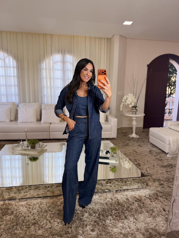 Calça Pantalona Jeans Angelina