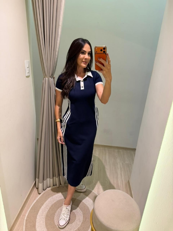 Vestido Sirley Azul Marinho