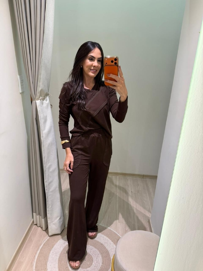 Conjunto Elaine Marrom