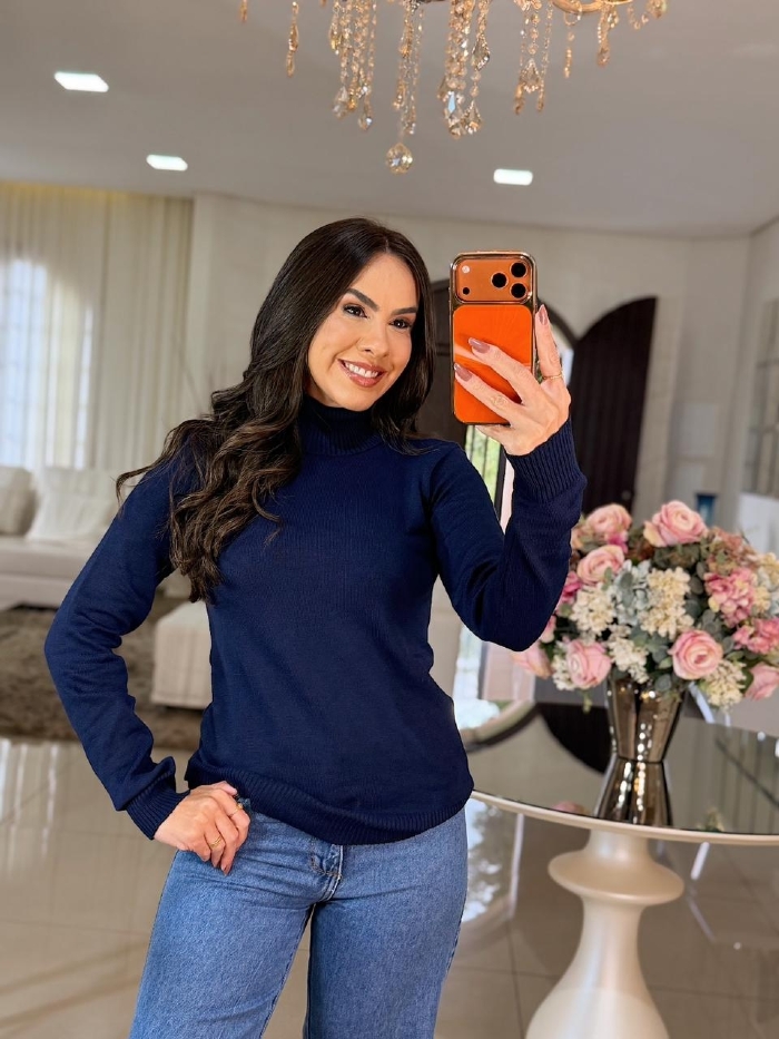 Blusa Tricô Luna Azul Marinho