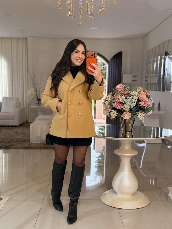 Sobretudo Lã Batida Madri Nude