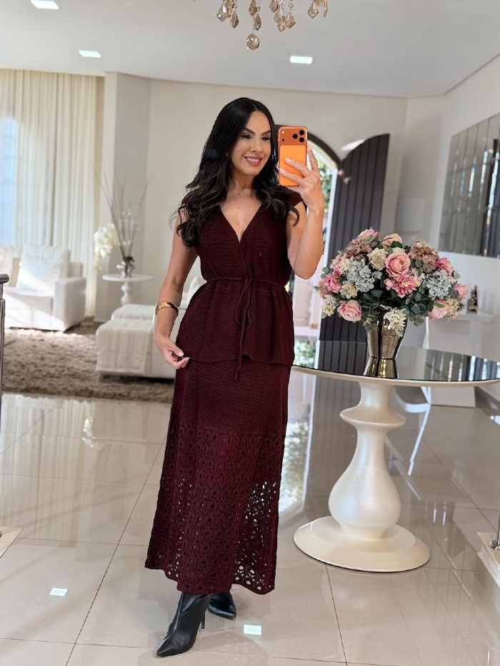Conjunto Tricô Eleonora Marsala