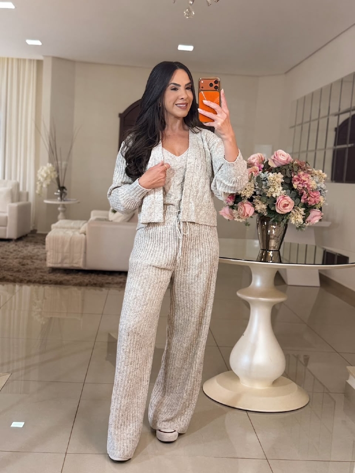 Conjunto Tricô Clarissa Mescla
