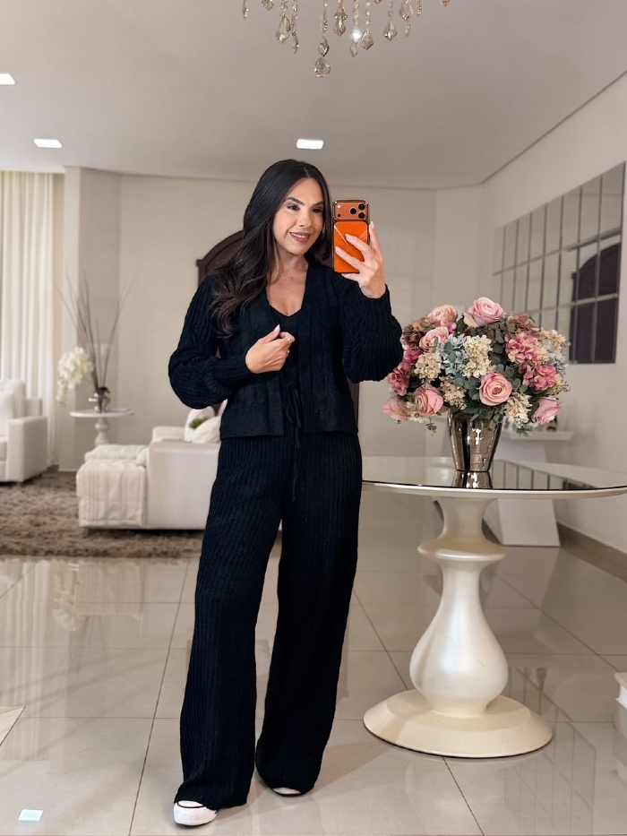 Conjunto Tricô Clarissa Preto