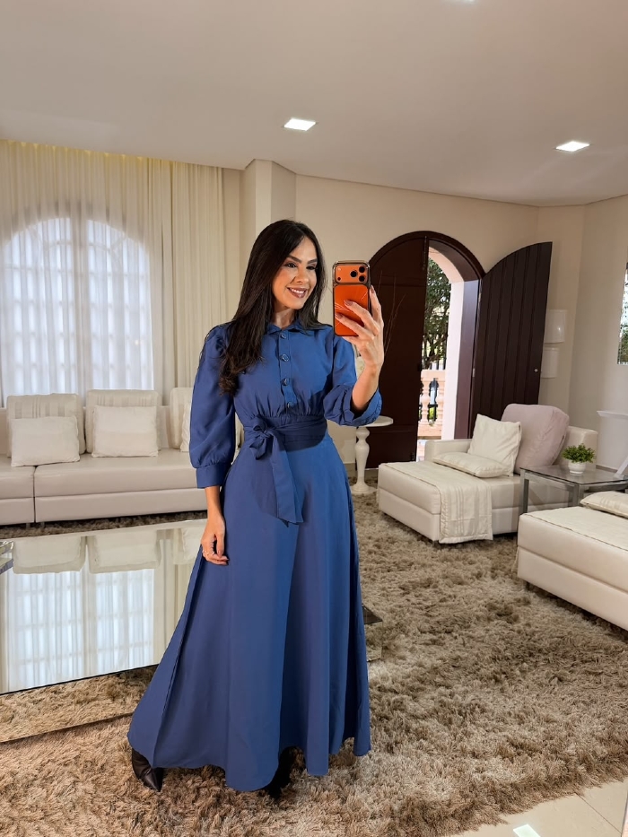 Vestido Ana Paula Azul Caneta