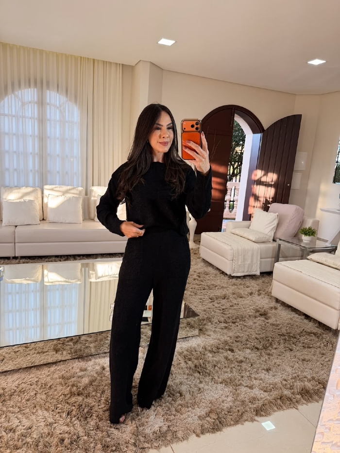Conjunto Tricô Madeline Preto
