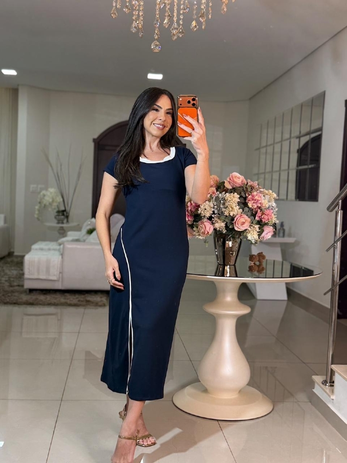 Vestido Vivara Azul Petroleo