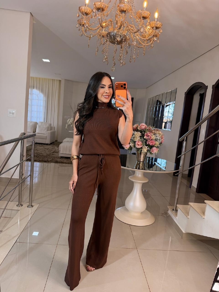 Conjunto Importado Tricô Laísse Marrom