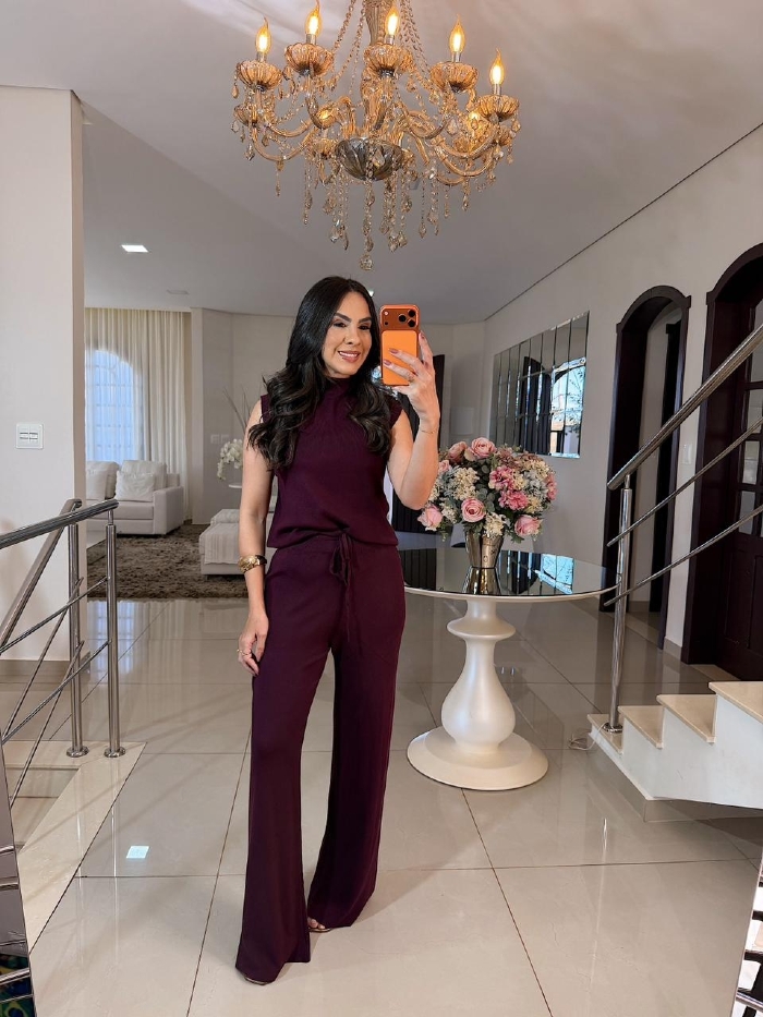 Conjunto Importado Tricô Laísse Marsala