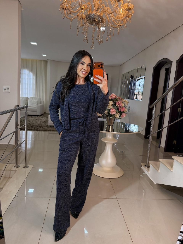 Conjunto Ravena Malha Rib. Azul