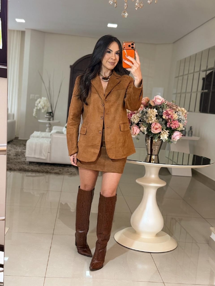 Blazer Suede Dayane Caramelo