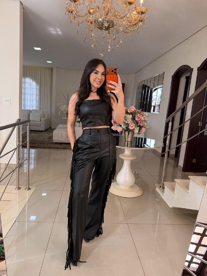 Conjunto Couro Eco Vânia Preto