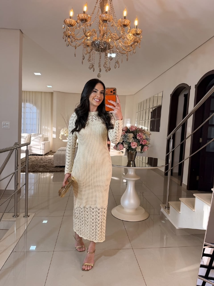 Vestido em Tricô Flavia Areia