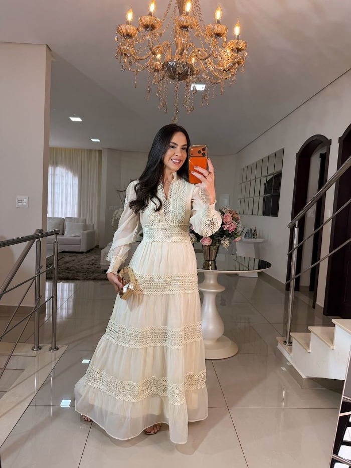 Vestido Importado Cora Areia