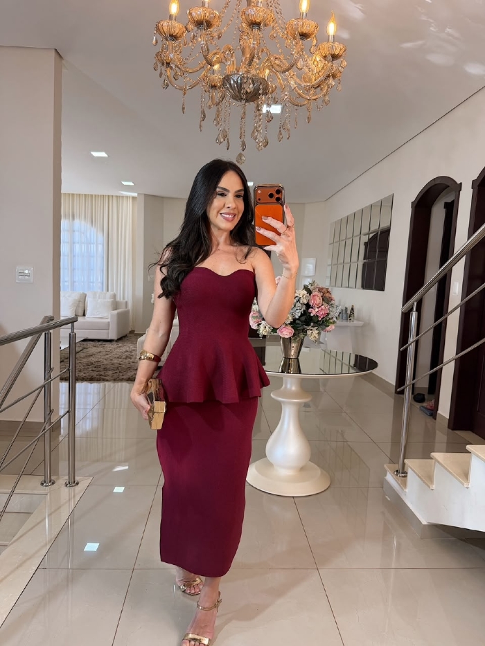 Conjunto Tricô Cris Marsala
