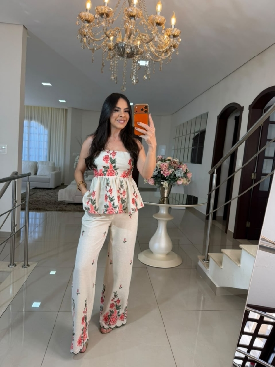 Conjunto em Linho Mery Estampado Floral