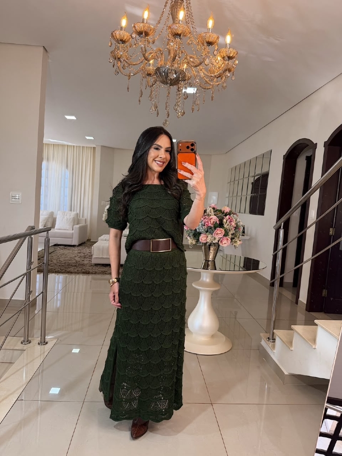 Conjunto em Tricô  Esmeralda Verde