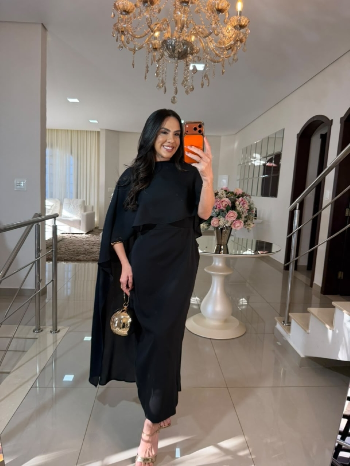 Vestido Capa Amélie Preto