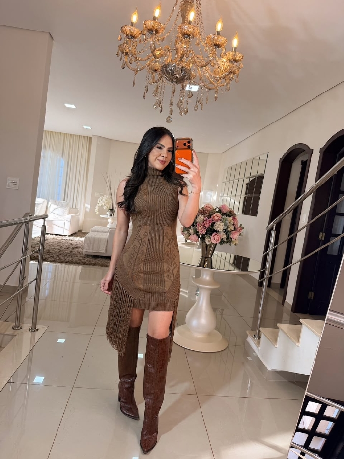 Vestido Tricô Raquel Marrom