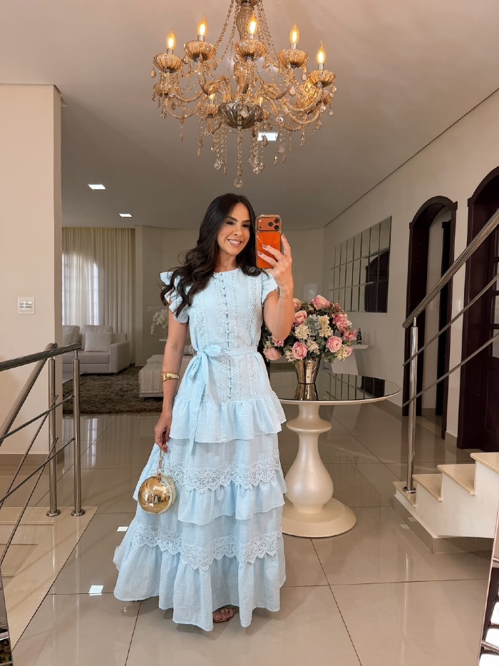 Vestido Importado Maria Estela Azul Bebê
