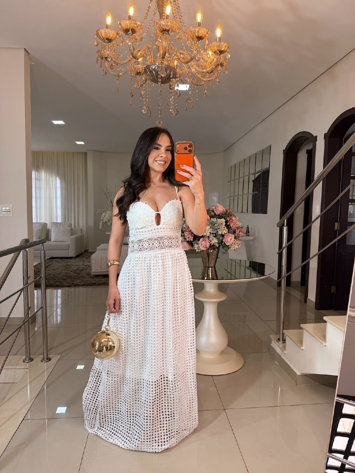 Vestido Importado em Renda Guipir Melissa Branco