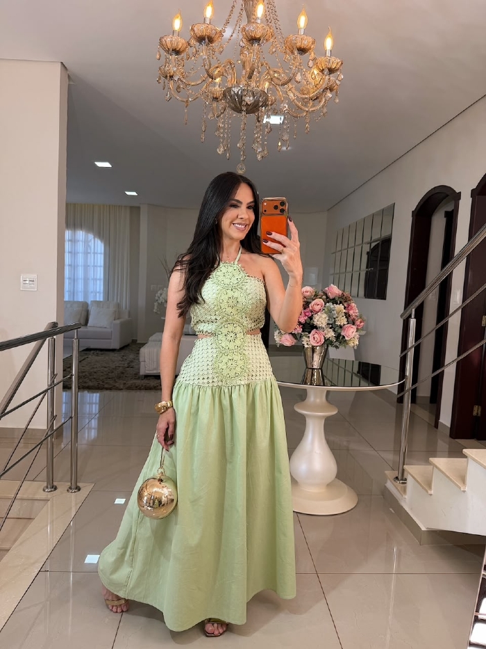 Vestido Longo Regina Verde Menta