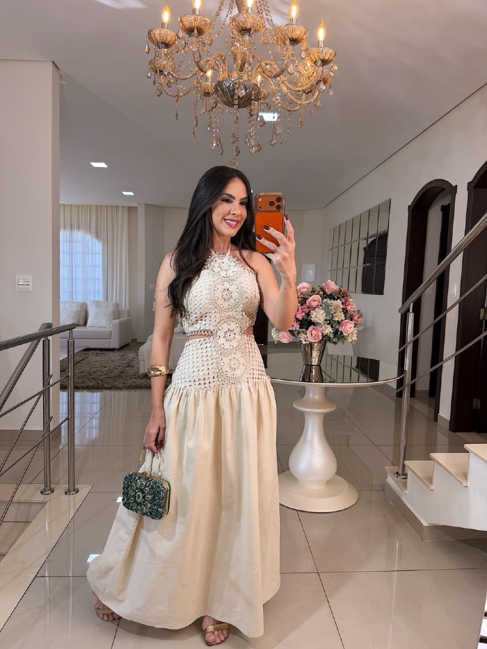 Vestido Longo Regina Areia