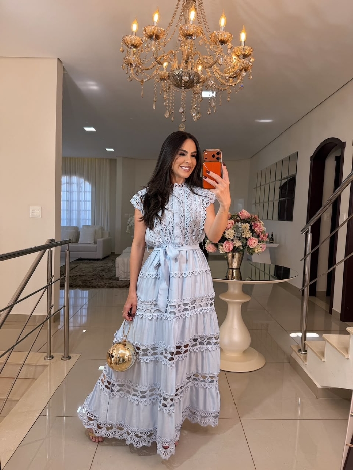 Vestido Marielly Azul Bebê