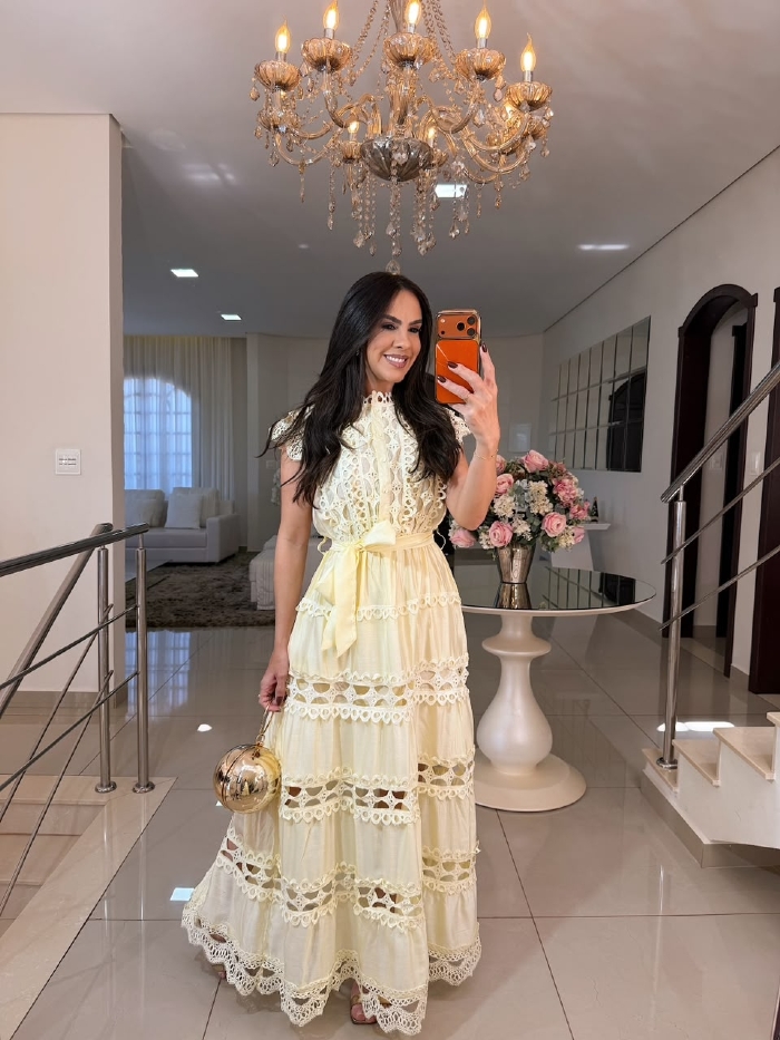Vestido Marielly Amarelo Manteiga