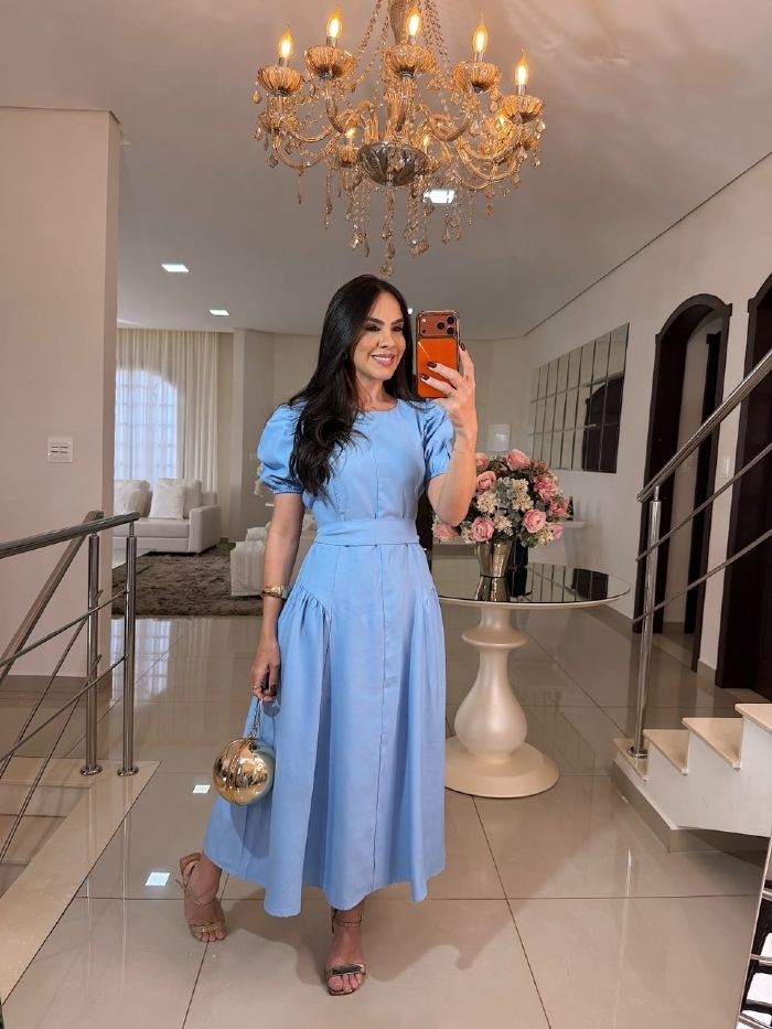 Vestido Ana Lúcia Azul Claro