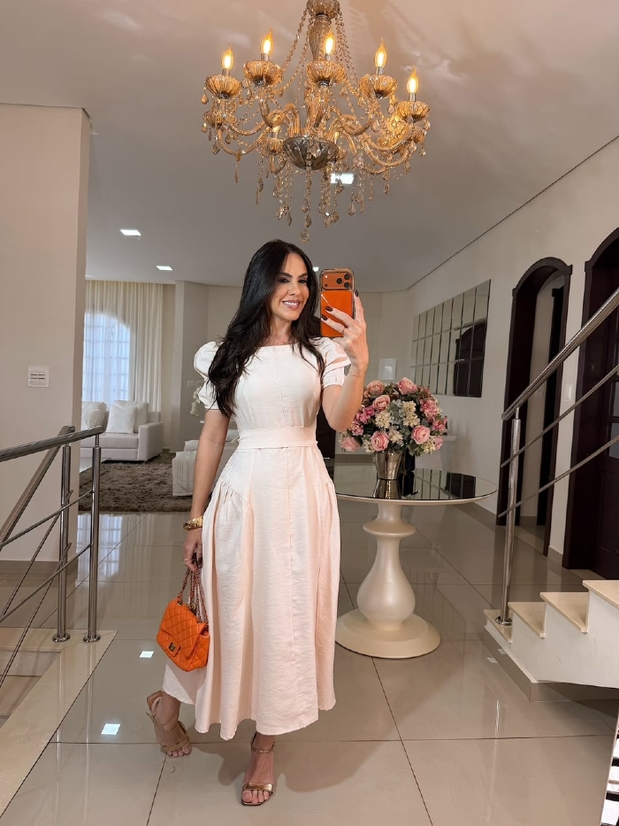 Vestido Ana Lúcia Areia