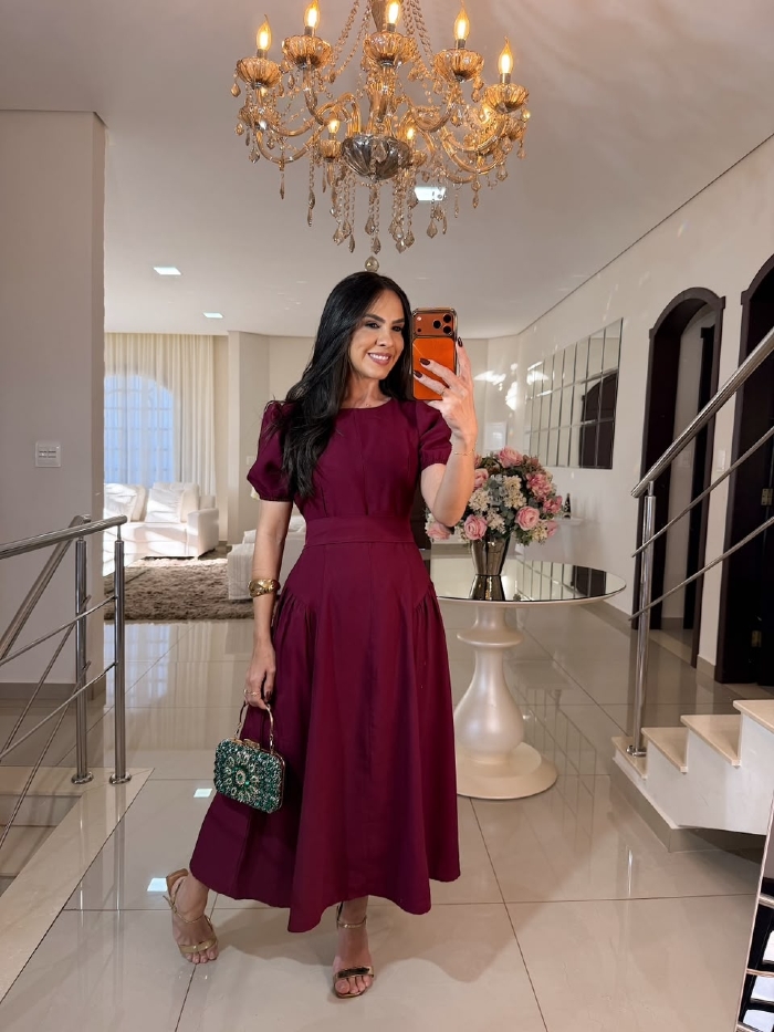 Vestido Ana Lúcia Marsala