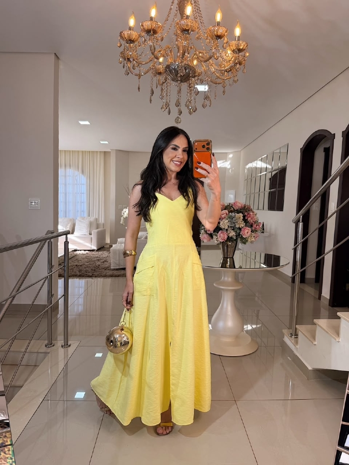 Vestido Andreia Amarelo Manteiga