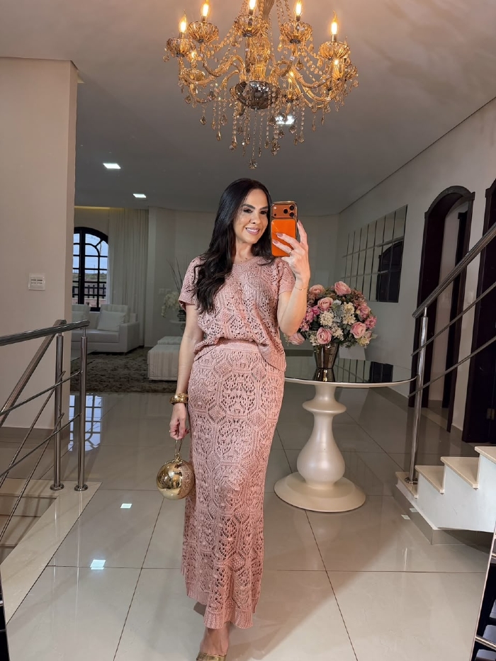 Conjunto em Tricô Elza Rosé