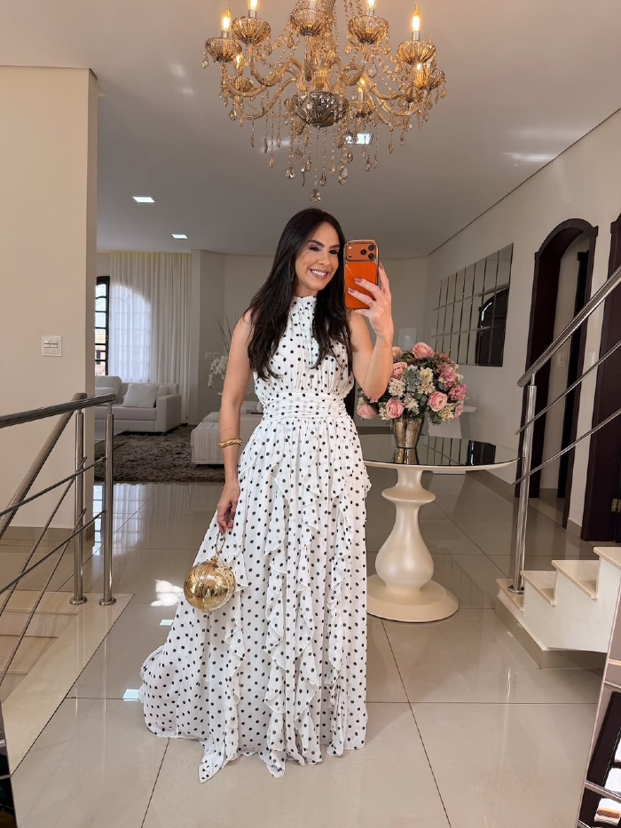 Vestido Thuany Branco Poá
